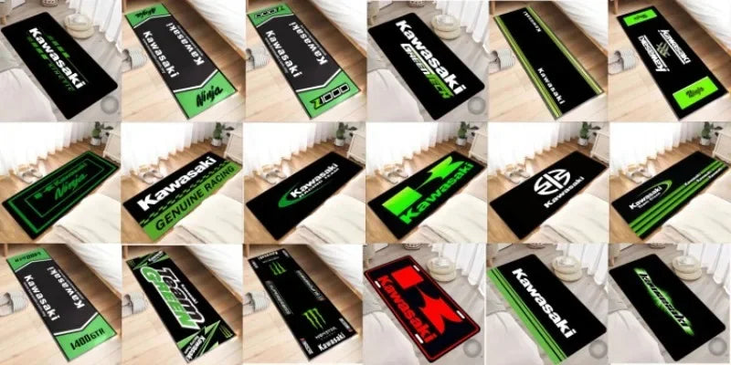 Kawasaki Motorcycle Carpet Garage Mat Racing Cool Moto Display Motorcycle Display Mat Kawasaki Anti-slip Floor Decoration Rug