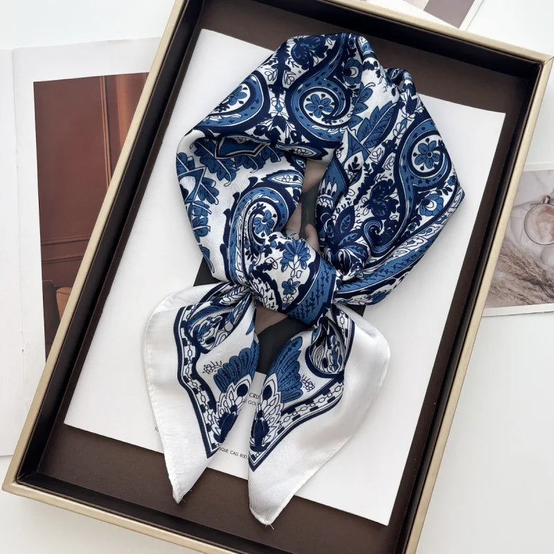 2026 New Elegant Fashion 70X70cm Printed Women's Scarf Silk Scarf Square Shawl Decorative Headband Neck Luxury Design Bandana
