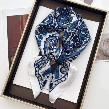 2026 New Elegant Fashion 70X70cm Printed Women's Scarf Silk Scarf Square Shawl Decorative Headband Neck Luxury Design Bandana