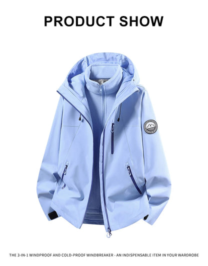CHRLCK Men Women Hiking 3IN1 Jackets Waterproof Fleece Windproof Windbreaker Camping Climbing Trekking Outdoor Jacket Autumn