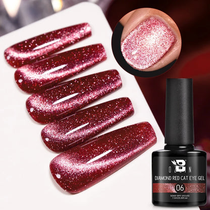 7.5ml Golden Light  Magnetic Gel Golden Gems Magnetic Gel Nail Polish Cat Nail Sparkling Glitter Semi Permanent Varnish