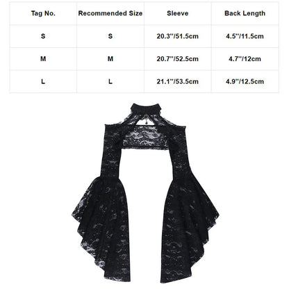 Gothic See Through Shrug Tops Grunge Aesthetic Black Flare Sleeve Crop Top Women Streetwear Vintage Punk Sexy Clothing