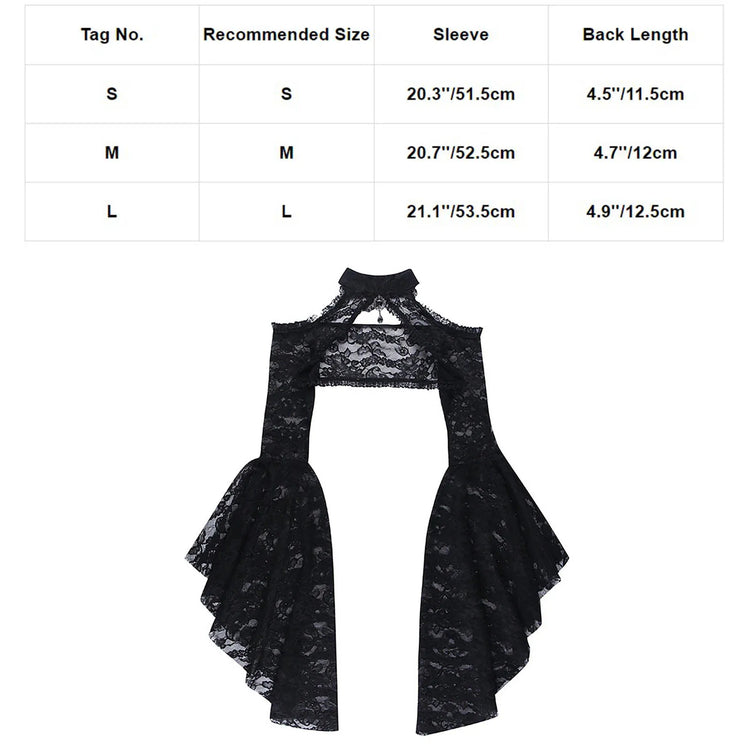 Gothic See Through Shrug Tops Grunge Aesthetic Black Flare Sleeve Crop Top Women Streetwear Vintage Punk Sexy Clothing