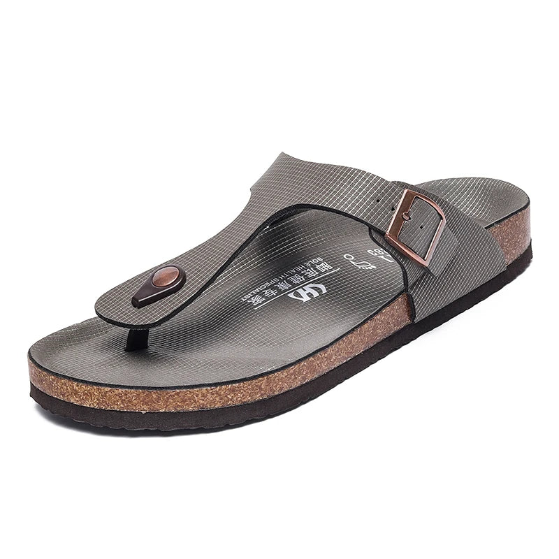 All-match Flats Beach Slippers Mens Thick Sole Men Cork Luxury Sandals Beach Vacation Comfort Shoes Slip on Flip Flops for Men