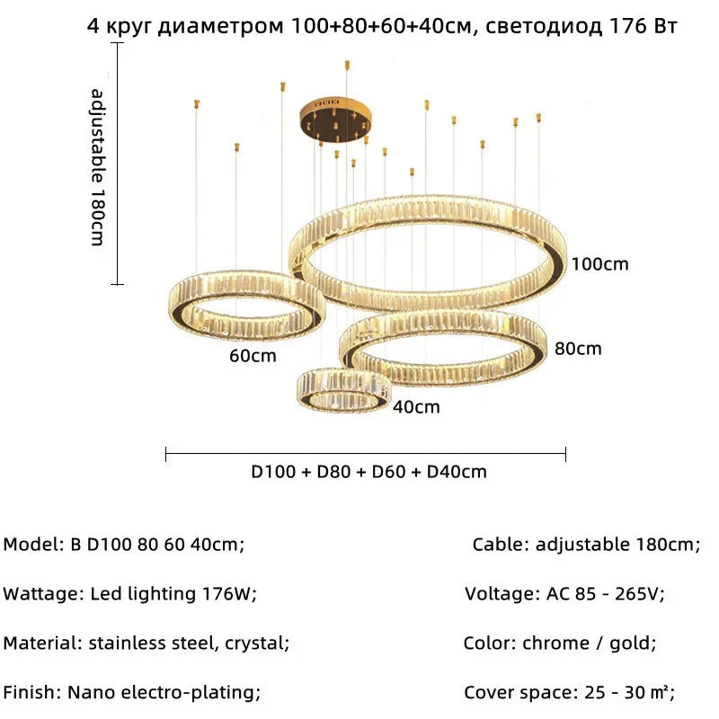 Modern Luxury Led Dimmable Pendant Lights Lustre Living Room Chandelier Lamp Fixtures Foyer Shiny Steel  Luminarias Light