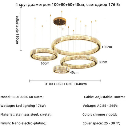Modern Luxury Led Dimmable Pendant Lights Lustre Living Room Chandelier Lamp Fixtures Foyer Shiny Steel  Luminarias Light