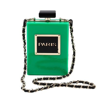 Evening Bags Women's Acrylic Paris Perfume Shaped Black Bag Purses Clutch Vintage Banquet Handbag Luxury Shoulder Crossbody Bags