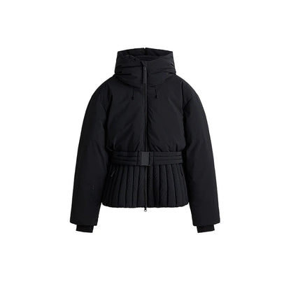 Fashion Hooded One-Piece Ski Jumpsuit Women Stand Collar Zipper High Waist Solid Windproof Outwear 2026 Winter Lady Skiwears New