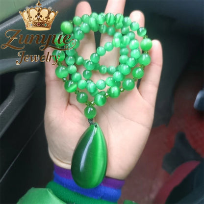 Natural Colorful Cat's Eye Stone Pendant Necklace Elegant Fashion Daily Wear Luxury Quality Fine Jewelry For Women Unisex Gift
