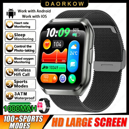 New Smart Watch Man 1000mAh Long Standby Outdoor Smartwatch Men IP68 Waterproof Heart Rate Sport BT Call Big Battery Smart Watch