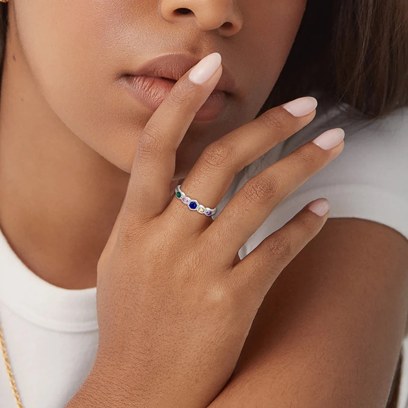 Original 925 Sterling Silver Ring Colorful Diamonds Cubic Zircon Finger Ring For Women Jewelry Wedding Engagement Birthday Gift