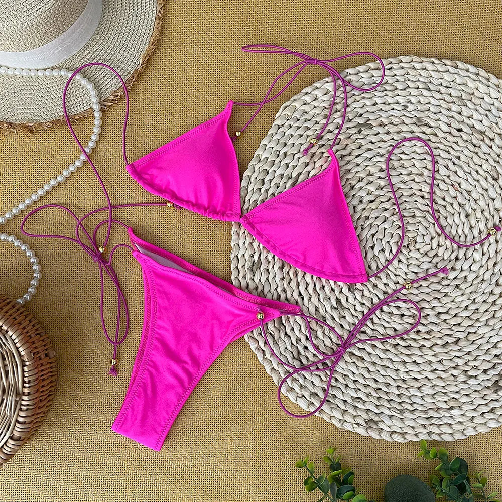 Bathing Suit Women Micro Bikini Sexy Swimsuit Female Swimwear Solid Mini Bikini Set Brazilian Biquini Swimming Suits Beachwear