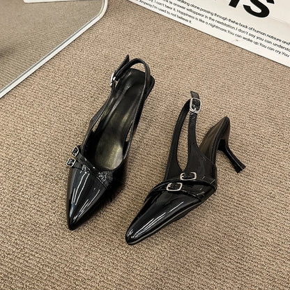Women's Sandals Leopard Sexy High Heels Shoes Pointed Toe Luxury Pumps Slippers Woman Brand Dress Buckle Ladies De Flip Flops