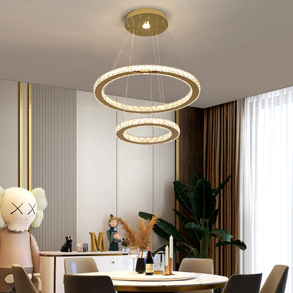 Crystal Luxury Pendant Lights for Living Room Remote Control Chandelier Lamp Bedroom Dining Room Smart Hanging Lighting Fixtures