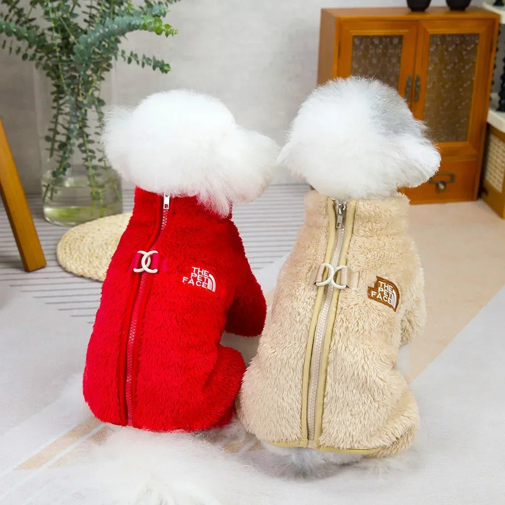 Winter Warm Pet Jumpsuit for Small Dogs Cats Clothes Sport Dog Hoodies Overalls Coat Yorkshire Bulldog Puppy Onesies with Zipper