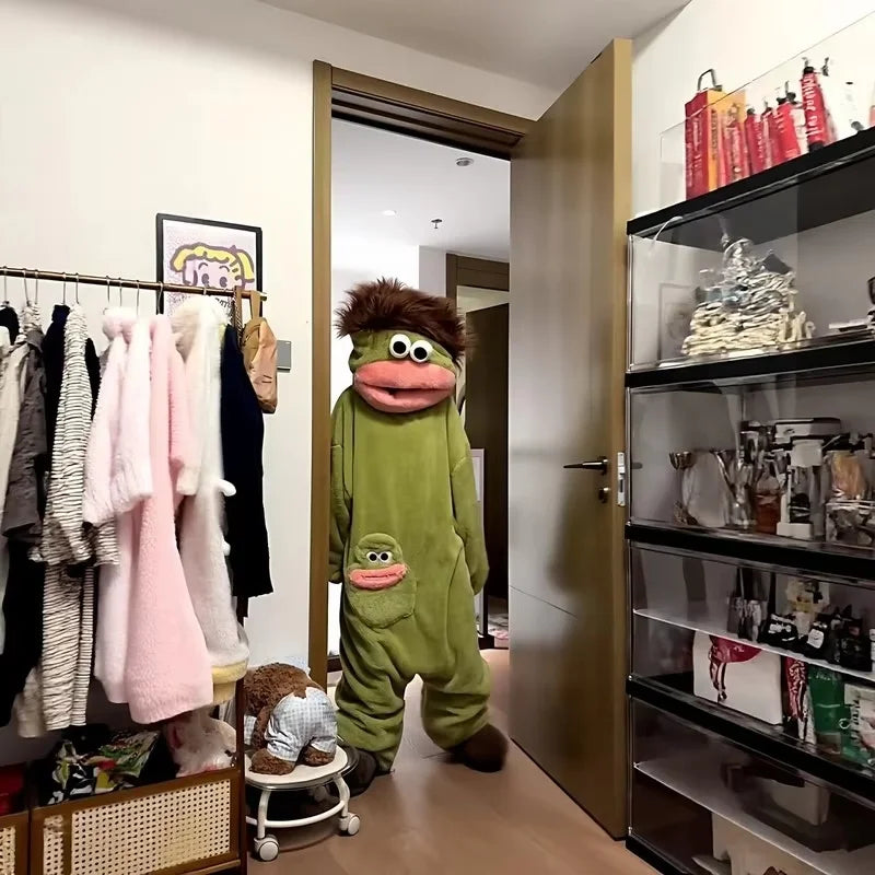 26 New Long Haired Tasmanian Devil Sad Frog Jumpsuit Pajamas Men Women Cute Cartoon Abstract Loungewear Homewear Sleepwear Gift