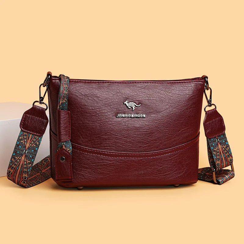 Solid Color Luxury Designer High Quality Leather Women's Handbag Purses Multifunctional Ladies Shoulder Messenger Bags Sac Femme