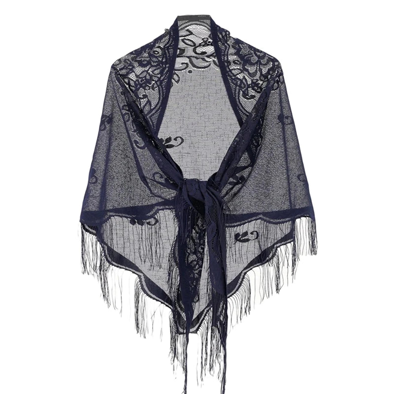 New Embroidery Lace Scarf Shawl Floral Triangular Veil Shawl For Women Party Scarf Wedding Poncho Stoles Ladies Headband Wraps