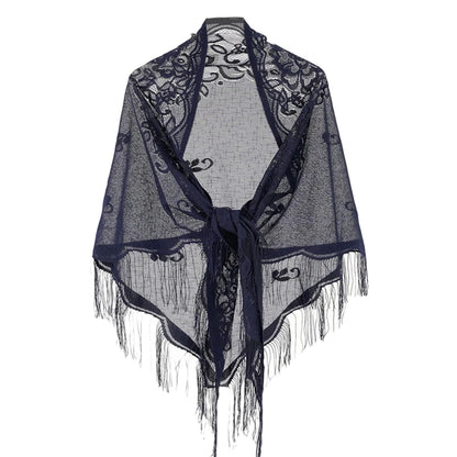 New Embroidery Lace Scarf Shawl Floral Triangular Veil Shawl For Women Party Scarf Wedding Poncho Stoles Ladies Headband Wraps