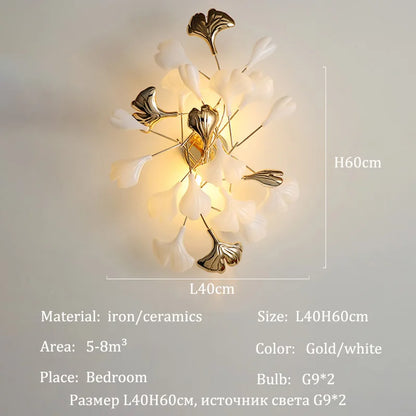 Modern Ceramics Chandeliers Home Ginkgo Biloba Decoration Villa Living Room Lighting Pendant Lamps Indoor Hanging Lights Fixture