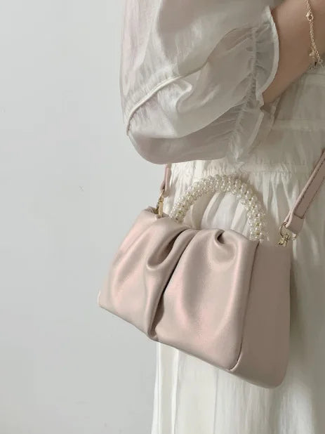 Fashion Pearl Handle for Wedding Dinner Women Clutch Purse Luxury Handbag Ladies Square Shoulder Bags Female Small Messenger Bag