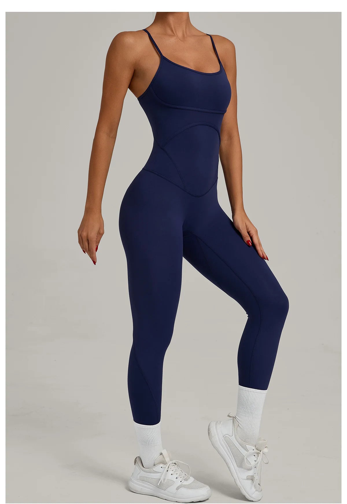 JUREN Fitness Jumpsuit Women Tracksuit Sports Playsuit Running One Piece Yoga Suit Scrunch Backless Set Rompers Gym Clothes