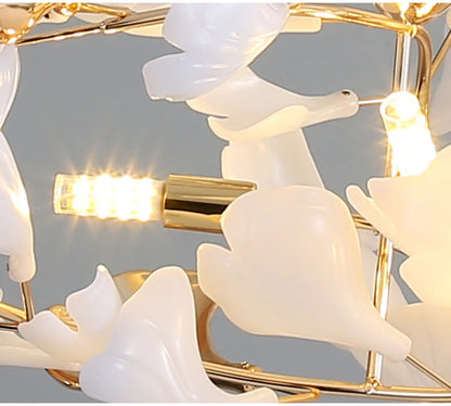 Modern Ceramics Chandeliers Home Ginkgo Biloba Decoration Villa Living Room Lighting Pendant Lamps Indoor Hanging Lights Fixture