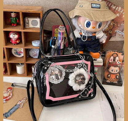 JIAERDI Sweet Cool Hot Girl Subculture Ita Bag Women Gothic Chain Crossbody Bag Ladies Large Capacity Black Shoulder Bags Y2K