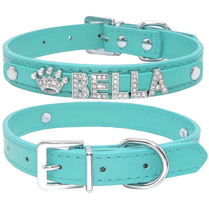 Personalized Small Dogs Chihuahua Collar Bling Rhinestone Dog Collars Free Custom Pet Dogs Cats Name Charms Pet Accessories