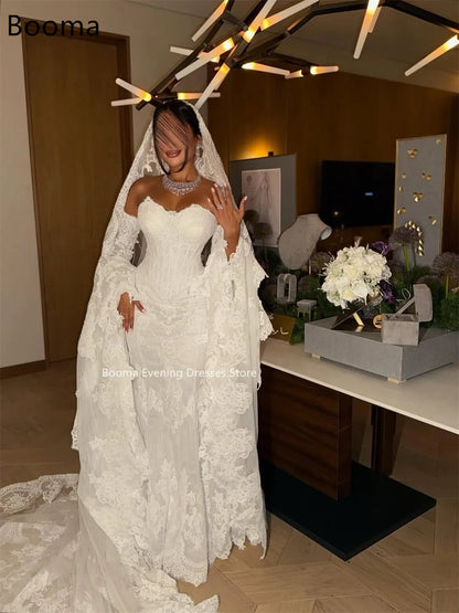 Booma Mermaid  Off The Shoulder Lace Elegant Wedding Dresses Lace Appliques Brides Gown Custom Made 2025