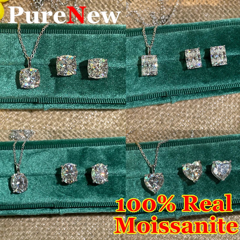 Full Shape 1-3ct Moissanite Women's Moissanite Jewelry Sets 925 Silver Plated 18k Gold D Color Necklace Earrings For Women Gift