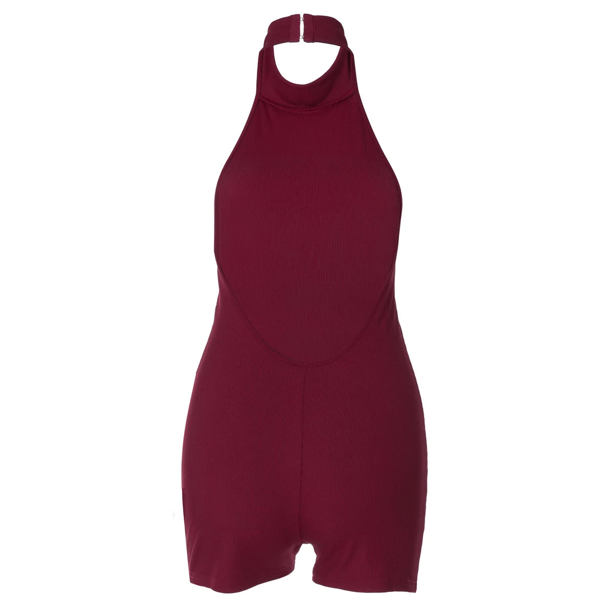 Hugcitar Women'S Fashion Ribbed Sleeveless Solid Backless Button Sexy Bodycon Playsuit Summer Romper Streetwear Holiday Club