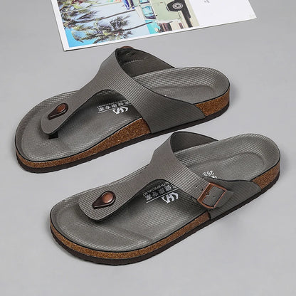All-match Flats Beach Slippers Mens Thick Sole Men Cork Luxury Sandals Beach Vacation Comfort Shoes Slip on Flip Flops for Men