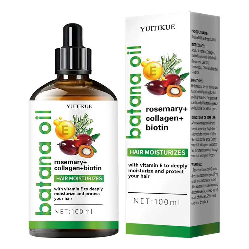 YUITIKUE Batana Oil Hair Essential Oil | With Rosemary, Collagen, Biotin & Vitamin E For Deep Moisturizing 100ml
