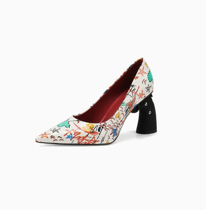 Multi Colored Patent Leather Pointed-Toe High heels Avant-Garde Gun-Shaped Heels Smooth Upper Cool Fashion Footwear