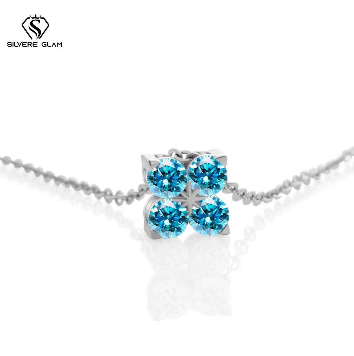 Classic Four Leaf 925 Sterling Silver 0.4CT D Color Moissanite Silver Necklace Chain For Women Fine Jewelry Gift Birthday Party