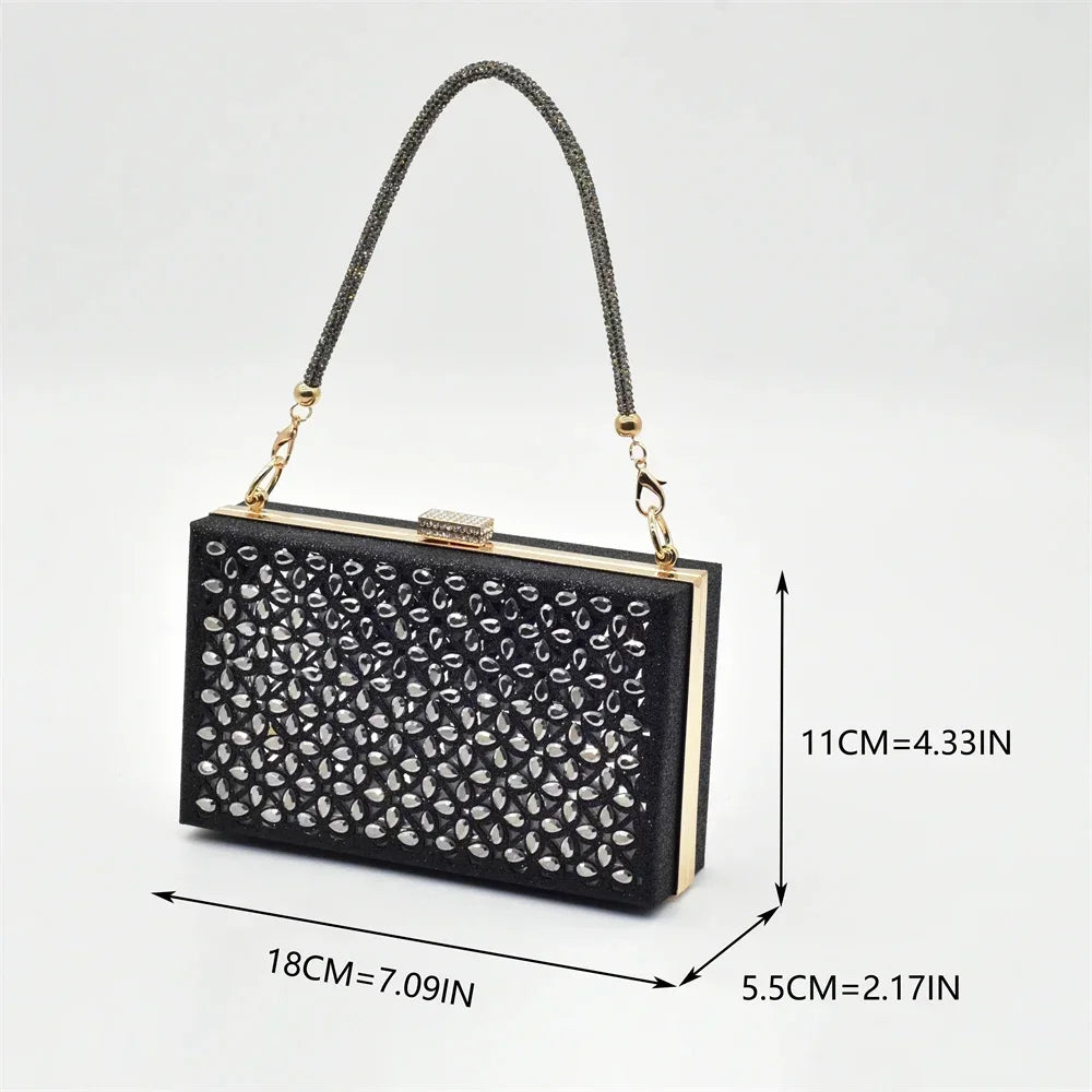 New Arrival Shoe and Bag Set Italian Design Nigeria Party Shoes and Bags for Women Rhinestone Luxury High Heels Woman Pumps