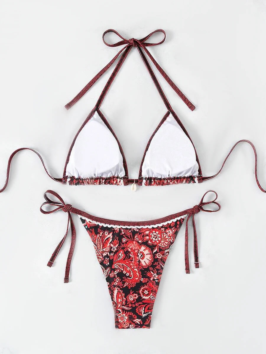 2026 Halter String Triangle Two Piece Bikini Women Swimwear Female Swimsuit Bathers Bathing Swimming Suit Beachwear Summer