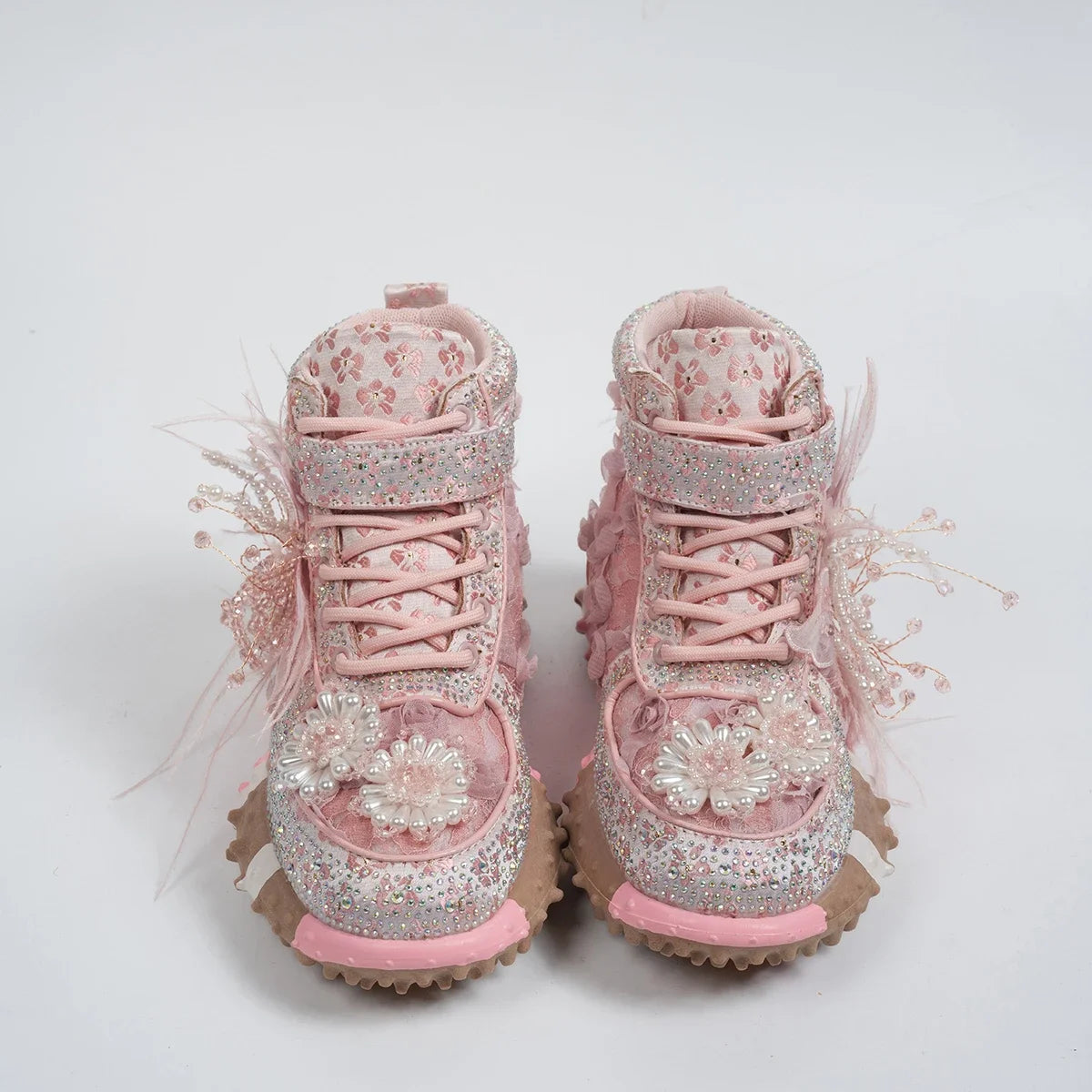 Womens Luxury High-top Sneakers Fashion Designer Rhinestone Ladies Shoes Outdoor Platform Female Anti Slip Sports Running Shoes