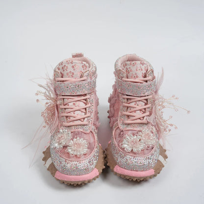 Womens Luxury High-top Sneakers Fashion Designer Rhinestone Ladies Shoes Outdoor Platform Female Anti Slip Sports Running Shoes