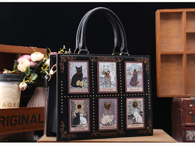 Vintage and Luxury Designer Bag with Delicate Embroidery Cat Printing Women Popular and Fashionable Tote Bag with Large Capacity