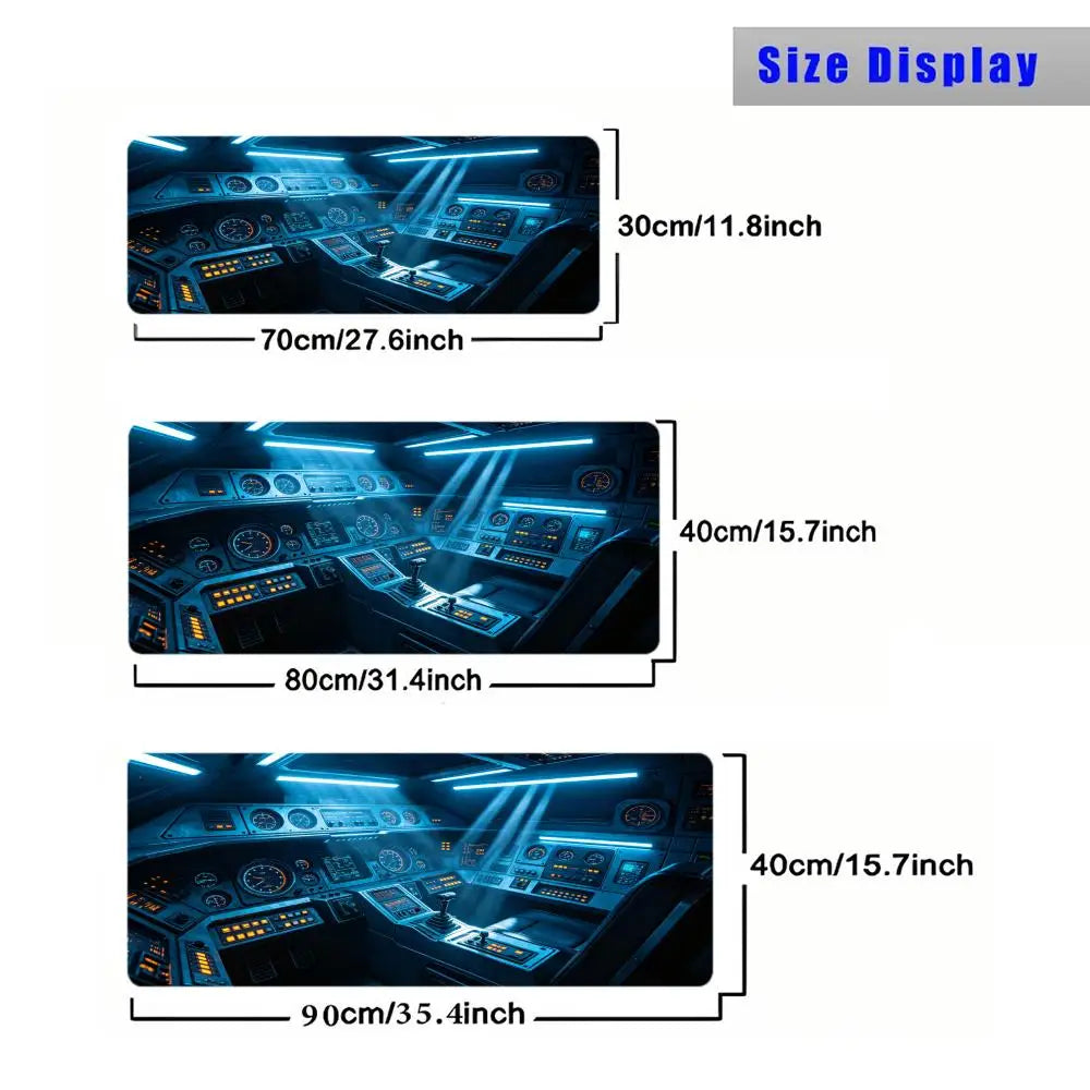 Spacecraft cockpit Mouse Pad Large Computer Office Game Table Mat Rubber Anti-slip Stitched Keyboard Mats 90x40 XXL Desk Pads