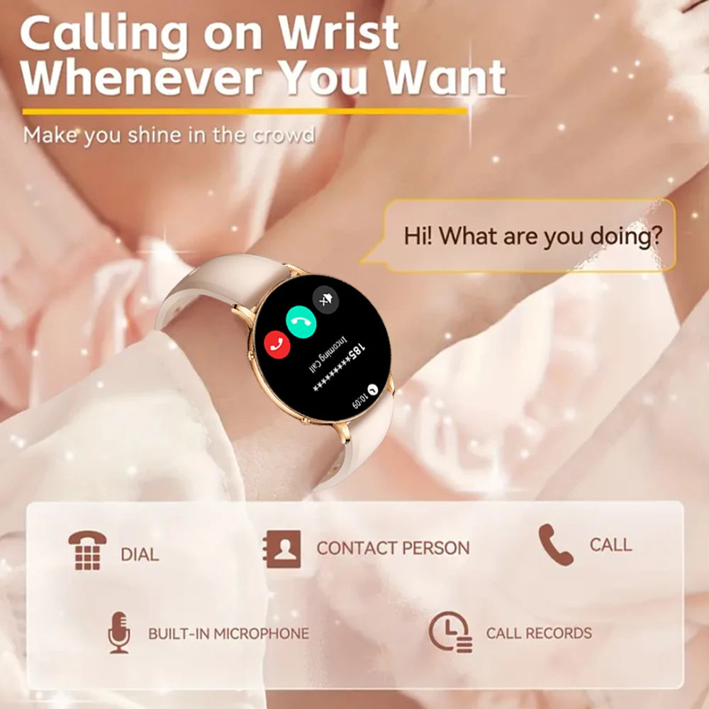 2026 Ultra-Thin Women Smart Watch AMOLED HD GPS Track Always-On Time Display LED Flashlight Bluetooth Call Waterproof Smartwatch
