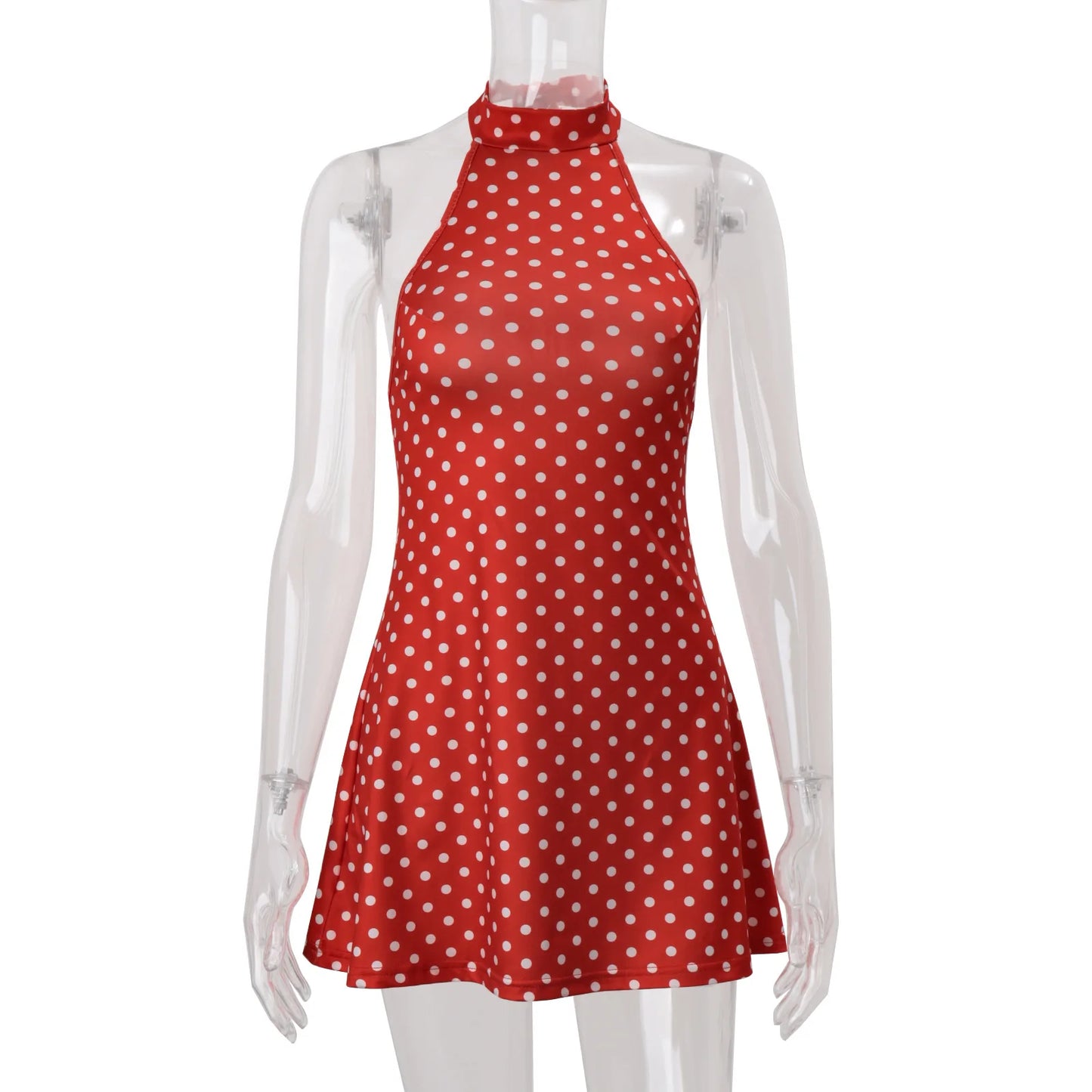Elegant Off-Shoulder Polka Dot Mini Dress Women's Sleeveless Backless High Waist Y2K Summer Fashion Club Party Gown