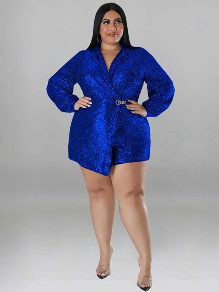 Jumpsuits Women Elegant Luxury Plus Size Party Ladies Long Sleeve Jumpsuit with Sequins 3xl 4xl 5xl Sexy Evening Woman Jumpsuit