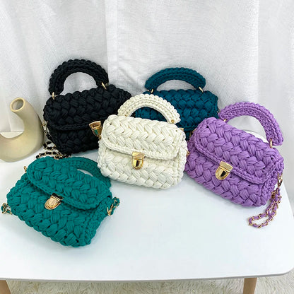 New Rope Woven Women Handbags Designer Knitting Chains Shoulder Crossbody Bag Casual Lady Hand Bags Small Flap Purses