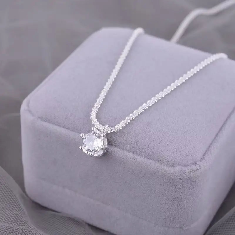 GRA Moissanite 6 Prong Crown Pendant Necklace Real S925 Sterling Silver Sparkling Cauliflower Chain for Women Fine Jewelry