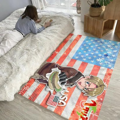 Cartoon Hetalia Axis Floor Mat Soft Thickened Absorbent Non-Slip Bedroom Living Room Door Mat Home Decor Flannel Rugs