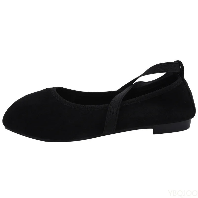 Ladies Ballet Shallow Flat Shoes Women's Retro Mary Jane Shoes Luxury Soft Sole Shoe Women Cross Strap Flats Zapatos Mujer 2025