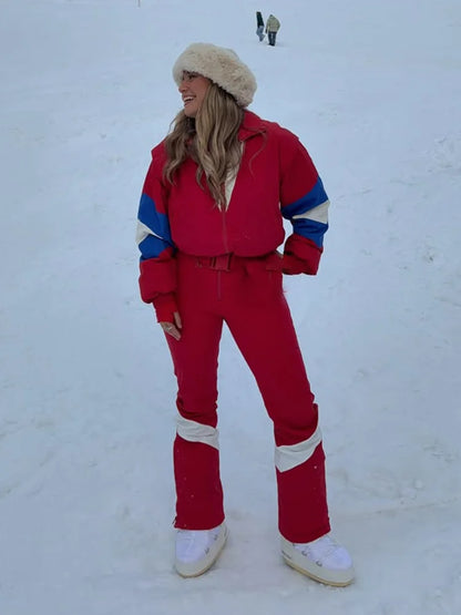 Casual Stand Collar Women Ski Jumpsuits Zippers Waist-Closed Thicken Lady Jumpsuit 2026 Autumn Winter Fashion Female Skiwear